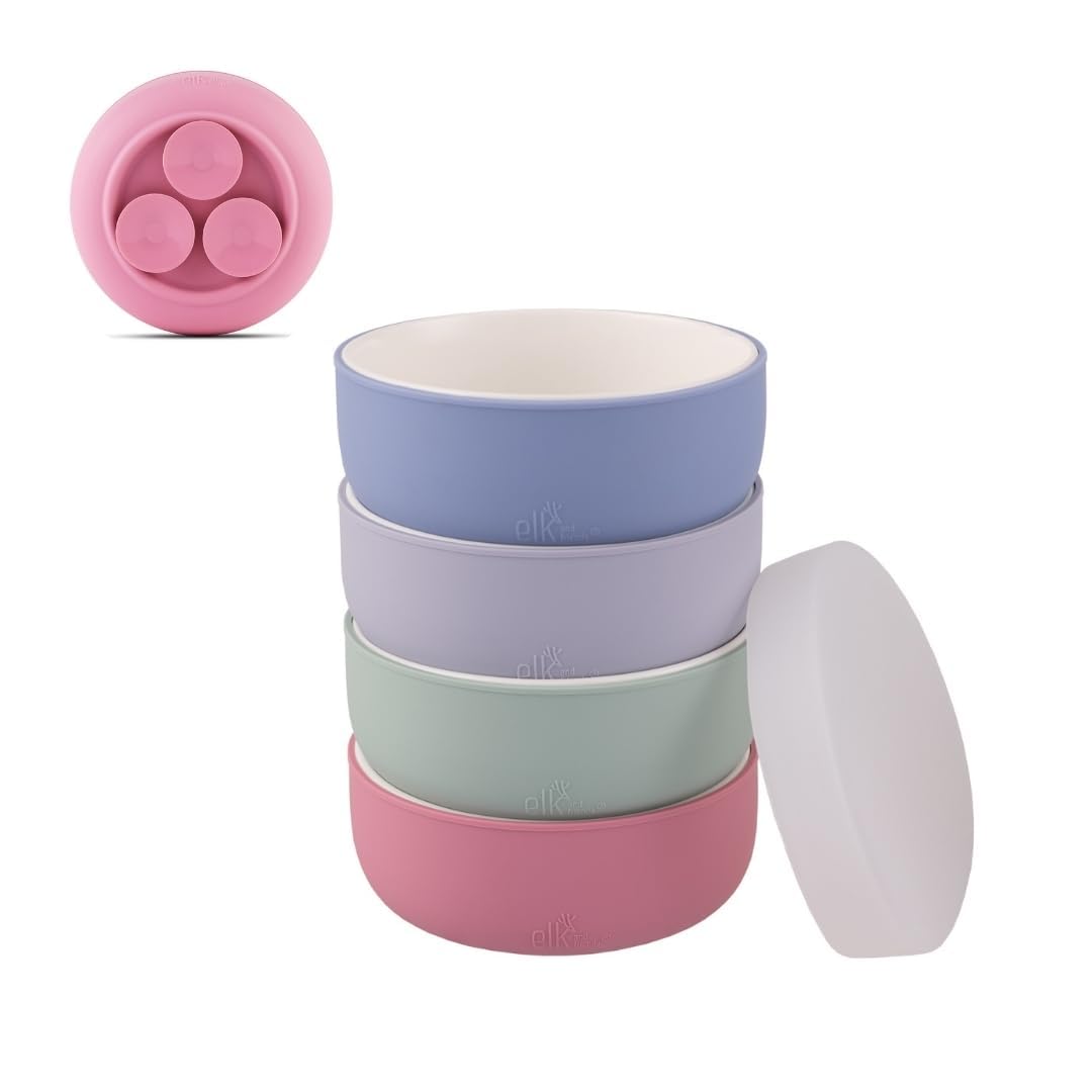 Elk and Friends - Cuencos con ventosa de porcelana para niños y niños