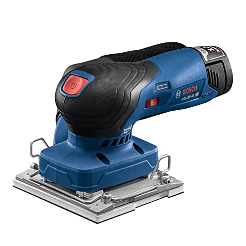 BOSCH GSS12V-40N Lijadora de acabado orbital sin escobillas de 12 V Max con bolsa para polvo, 1/4 y 1/3 hoja (herramienta desnuda)