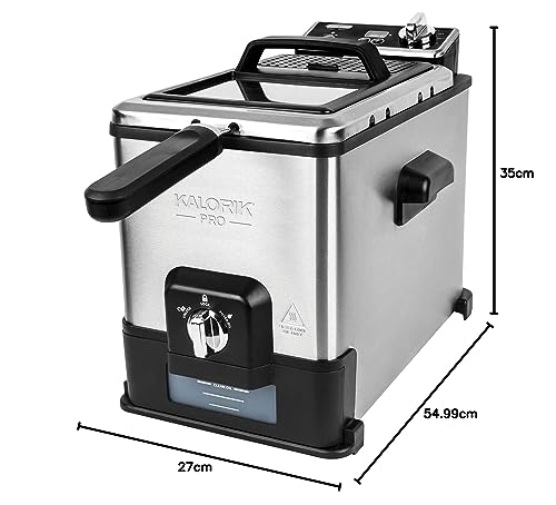 Kalorik Pro - Freidora de triple cesta de 4.2 cuartos con filtración de aceite, acero inoxidable (KPRO FT 42777 SS)