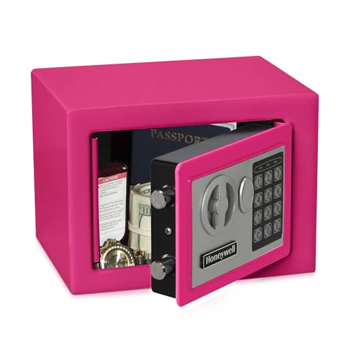Honeywell - Caja de Seguridad de Acero de 0,17 pies cúbicos, 0.17 Cubic Feet, Rosado
