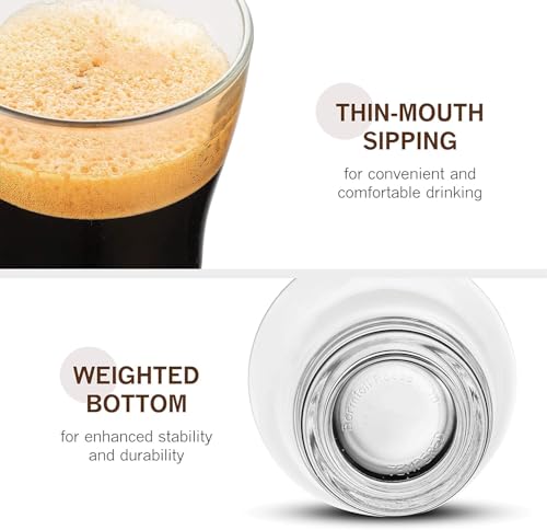 Bormioli Rocco Oslo - Vasos de vidrio para Cappuccino, juego de 4 | Vidrio templado, manijas ergonómicas de acero inoxidable, aptas para lavavajillas | Para bebidas de café, bebidas, Latte, Macchiato, Espresso, Mocha y más