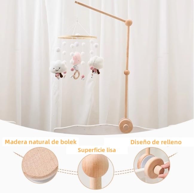 GLOGLOW Soporte para móvil de Cuna de Bebé, Brazo de para Móvil de Cuna Colgante, Soporte para móvil de Cuna de Bebé, Brazo para móvil Hecho a Mano para decoración de