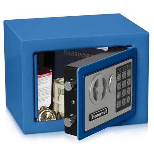 Honeywell - Cajas Fuertes 5005B Con Cierre Digital, Azules, Pequeñas, 0.17 Pies Cúbicos