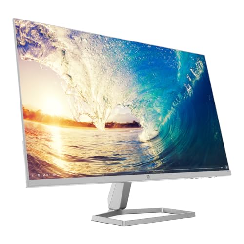 HP Monitor M27fw Full HD, IPS, 1920 x 1080, 75 Hz, 5ms GtG, 27", FreeSync, Antirreflejante, Luz Azul Baja, Ultra Delgado, Micro Bordes, Ajustable, VGA, HDMI, Plata/Blanco (2H1A4AA)