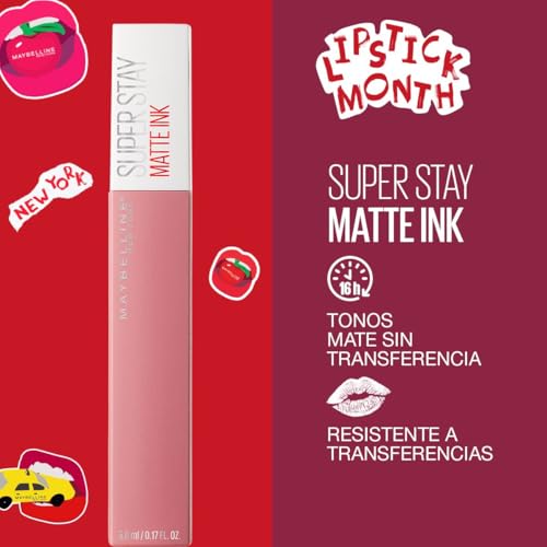 Labial líquido brillante Maybelline Super Stay Vinyl Ink Cheeky + Labial Liquido Matte Larga Duracion Superstay, Matte Ink 10 Dreamer, 5 g
