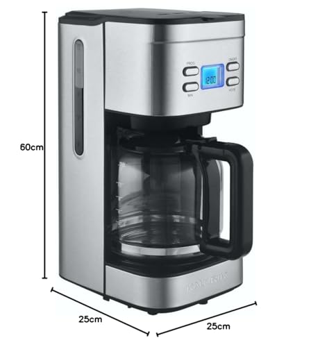 CV Directo Cafetera Electrica con Filtro Permanente 12 Tazas Programable Auto- Brew Kalorik Jarra 1.5 Lts Tecnologia de Goteo Cafeteras Electricas Oficina Hogar Cafe Americano Pantalla Digital LCD
