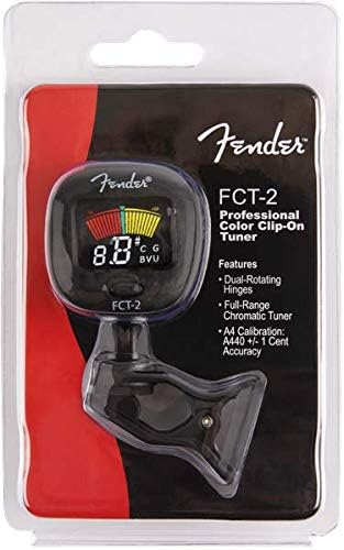 Fender FT-2 Pro Clip On Sintonizador con visualización en color para Guitarra Acústica, Guitarra eléctrica, ukelele, mandolina, violín,, Viola, Cello, mandola, de graves y Banjo