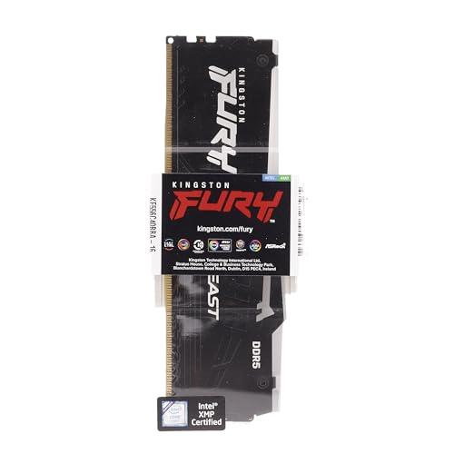 Kingston Fury Beast Black RGB DDR5, Memoria Gamer, Capacidad: 16GB, Frecuencia: 5600MT/s, Latencia: CL40, Factor de Forma: DIMM, Intel XMP, Color: Negro/RGB, SKU: KF556C40BBA-16