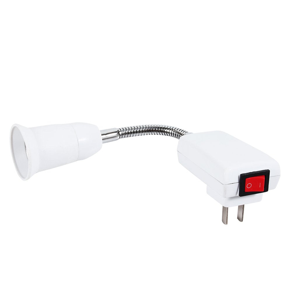 GLOGLOW Adaptador de Enchufe E27 Interruptor de Encendido/Apagado E27 Enchufe de bulbos de lámpara Tornillo Socket Socket Adapter Converter Extensores de Cable de extensión Flexibles(US Plug)