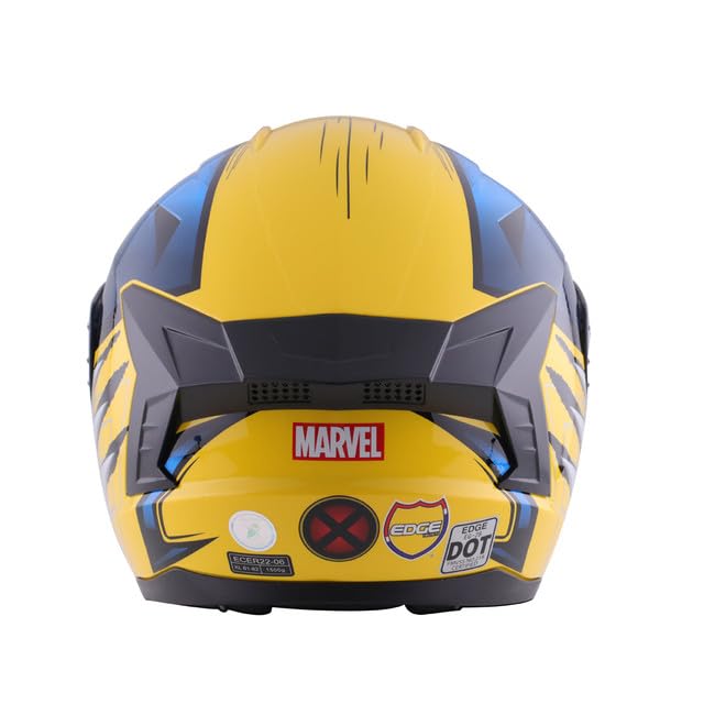 Casco Motocicleta Marca - Edge - Estilo Marvel - Visor Doble ANTIVAHO - Certificado Dot - Moto Cascos (Extreme Wolverine, L)