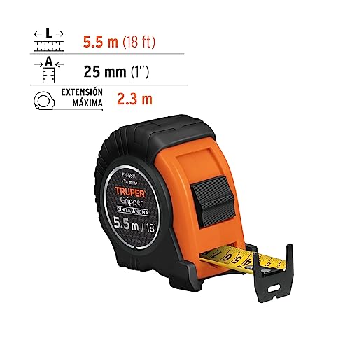 Flexómetro Truper FH-55M Naranja de Impacto 5.5 m Cinta 25 mm
