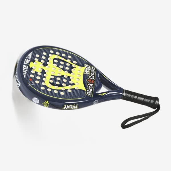Black Crown - Raqueta de Padel Wolf - Forma Redonda - Balance Medio - Pala con Marco 38 mm 50% Fibra de Carbon 50% Fibra de Vidrio