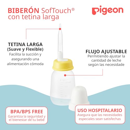 Biberones Pigeon Especiales Cosas para Bebés Recién Nacidos con Tetina Larga de Silicona Suave Corte en Cruz para Prematuros