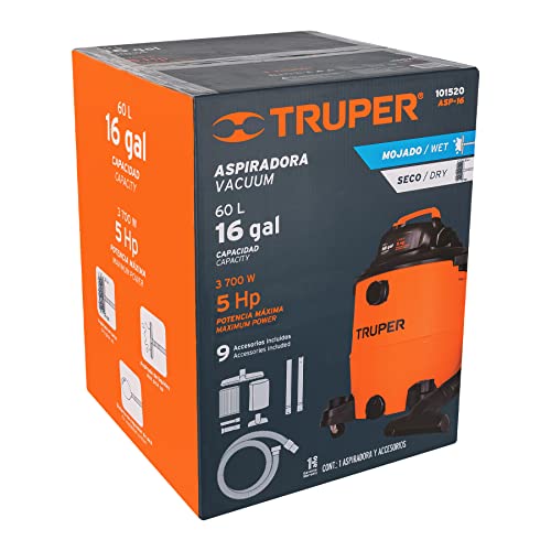 Aspiradora Truper ASP-16 plástica de sólidos y líquidos 16 GAL