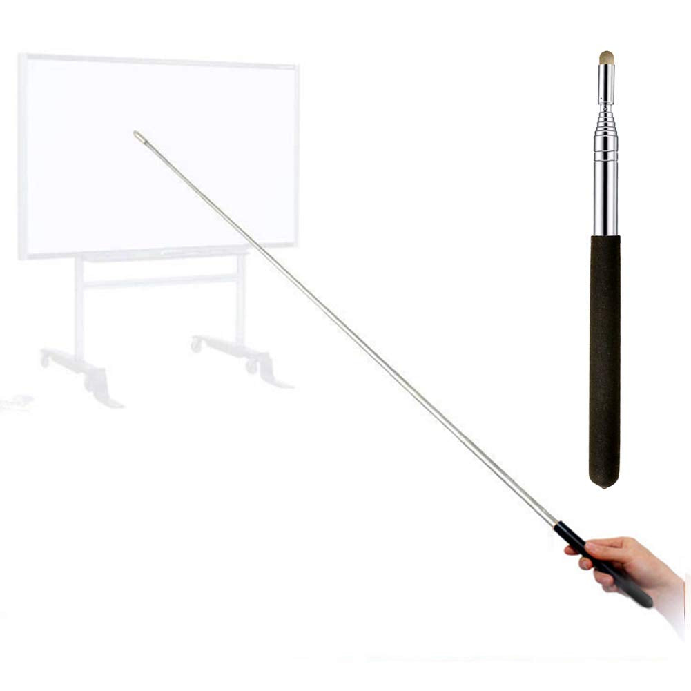 Puntero telescópico para profesores, puntero de enseñanza para aula, puntero retráctil de metal a mano, longitud extendida de 39 pulgadas, puntero de pizarrón blanca de presentación de mano (negro esmerilado)