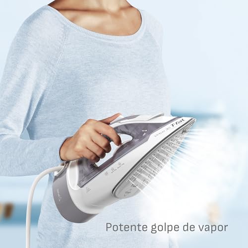 Plancha de Vapor T-fal gris con Suela de Cerámica y Cable Retráctil