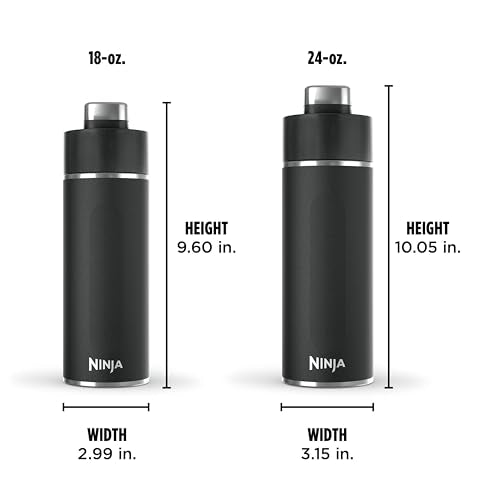 Botella de Agua Ninja Negra de Acero Inoxidable Aislada para Bebidas Gaseosas 24 Onzas