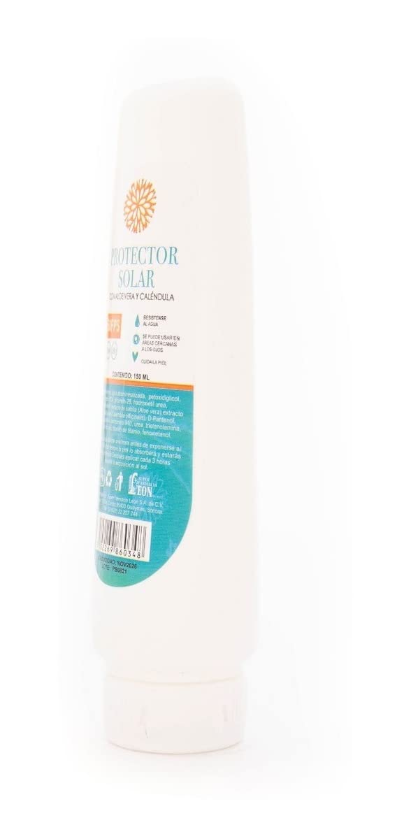 Protector Solar Lenico SPF 50 con Caléndula y Aloe Vera | 150 ml | Resistente al Agua, Hidratante y Ligero | Protección Efectiva para Todo Tipo de Piel