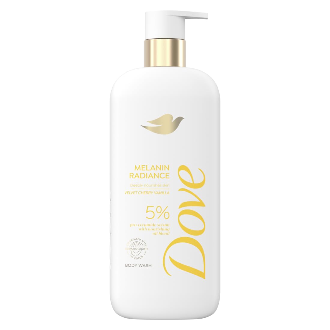 Dove Body Wash Melanin Radiance Nutre para restaurar la luminosidad Suero de proceramida al 5% con mezcla de aceites nutritivos 18.5 oz