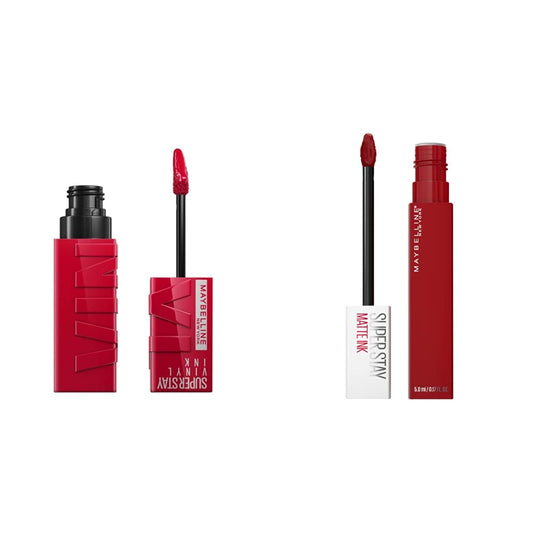 Labial líquido brillante Maybelline Super Stay Vinyl Ink Wicked + Labial Liquido Matte, Super Stay Matte Ink Spiced Edition Exhilarator, Ny Exhilarator
