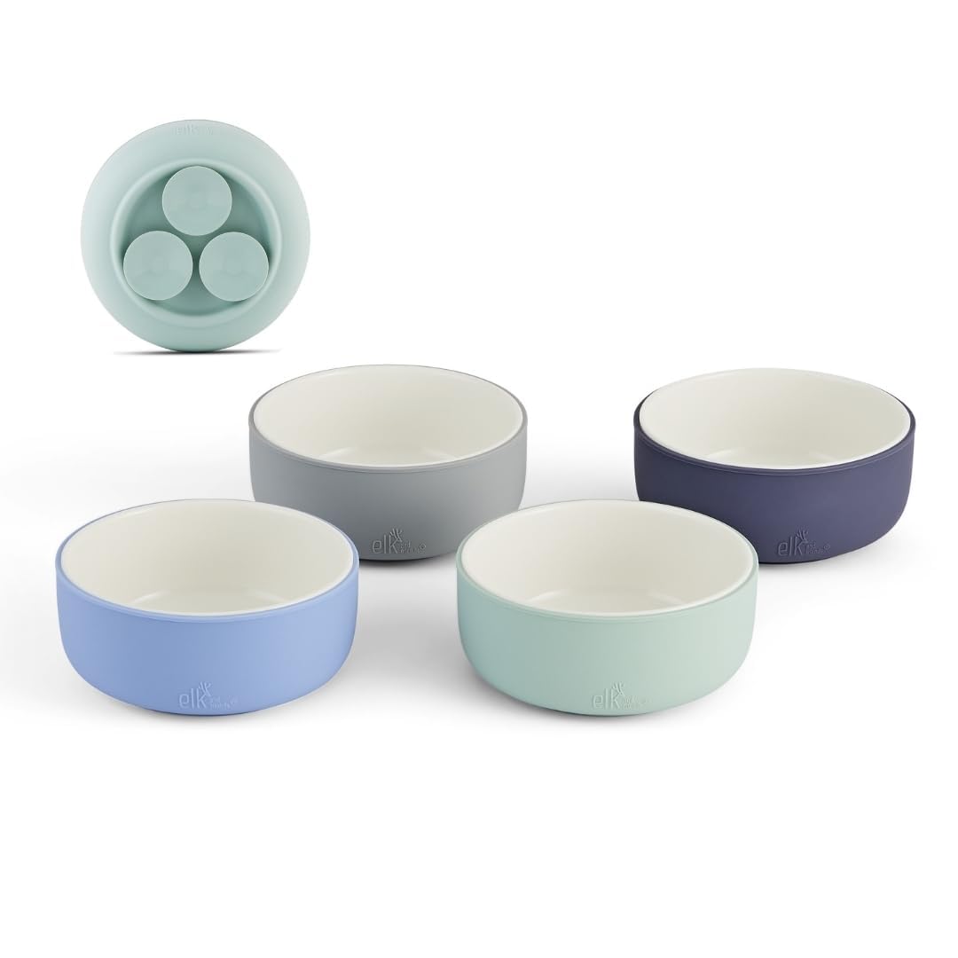 Elk and Friends - Cuencos de porcelana para niños y niños pequeños + mangas