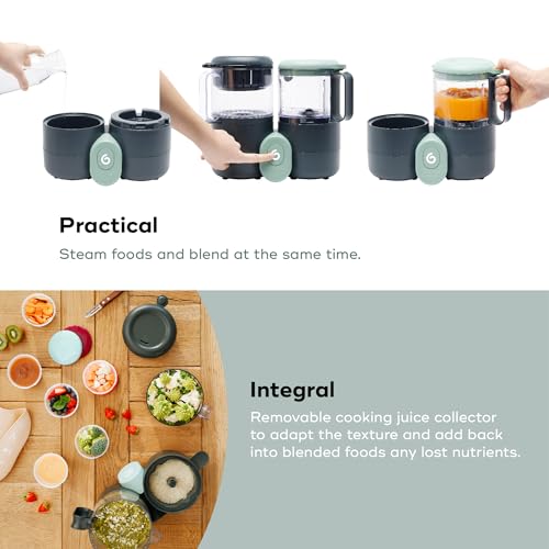 Babymoov Duo Meal Lite: Procesador de Alimentos para Bebés 4 en 1 con Vaporizador, Licuadora, Purés para Bebés, Calentador y Descongelador (Aprobado por Nutricionistas), Gris Oscuro