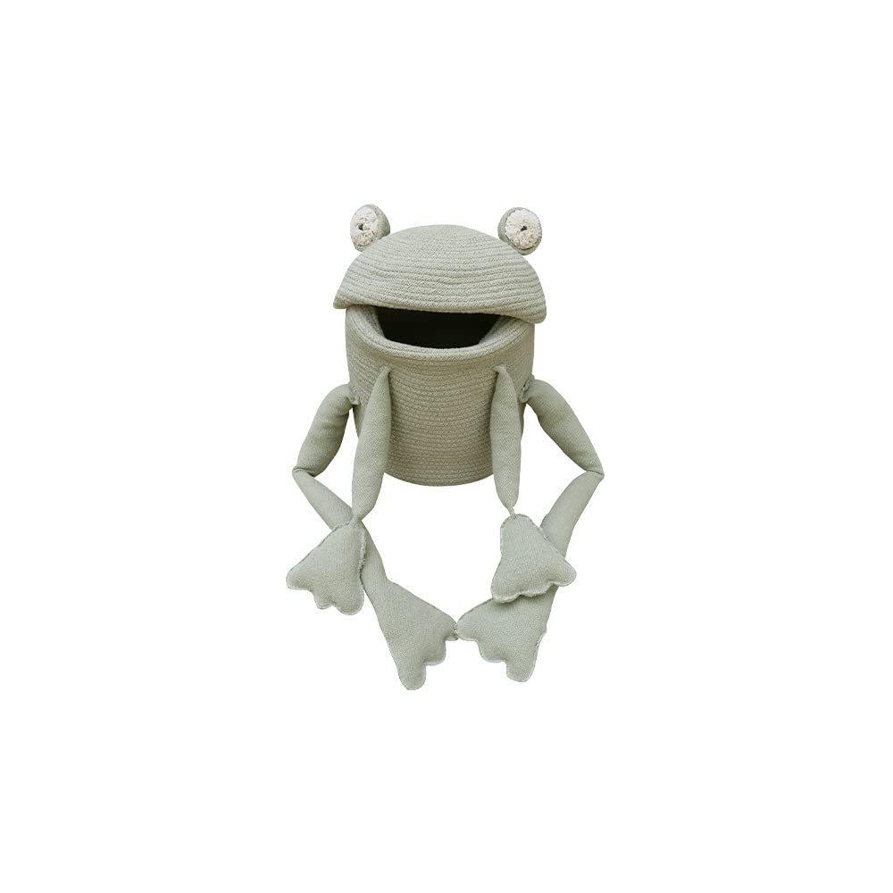 LORENA CANALS - Cesta decorativa de almacenamiento Fred the Frog. Para guarderías y salas de juegos. Hecho a mano en fibras naturales, tintes no tóxicos, Ø 9" x 1' 2"