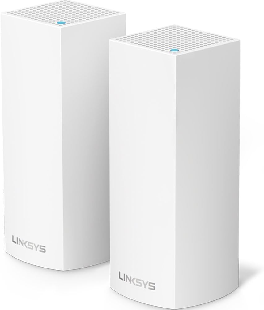Linksys Velop Sistema de enrutador WiFi de malla inteligente: AC2200 Tri-Band, red para cobertura de velocidad completa, enrutador inalámbrico de Internet para el hogar (paquete de 2)