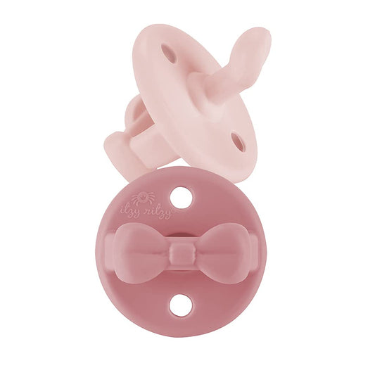 Itzy Ritzy Sweetie Chupetes de silicona ortodónticos con mango plegable y dos agujeros de aire para mayor seguridad, juego de zapatillas de ballet y onagra, para edades de 6 a 18 meses, OSP8324618