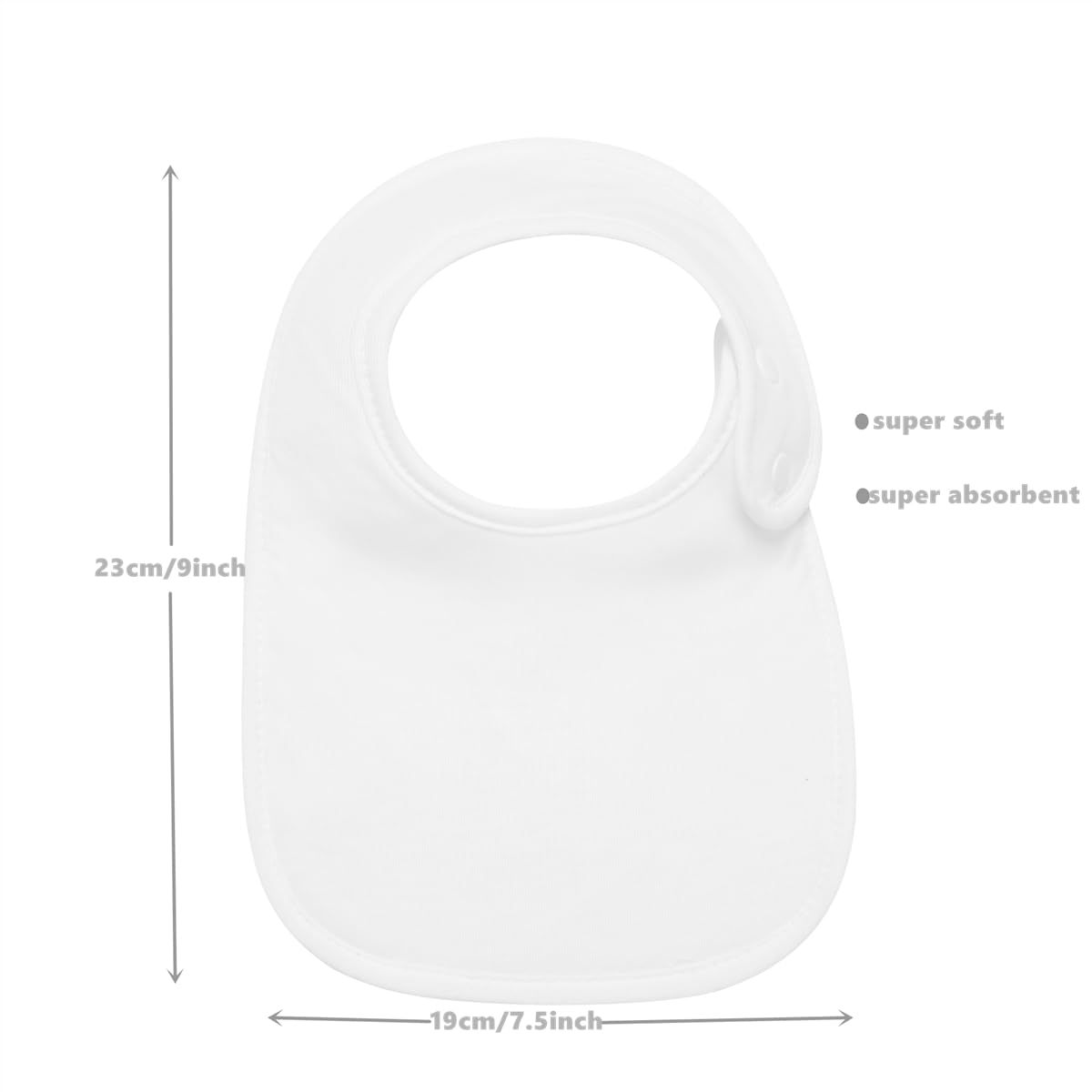 lazyrhino - Paquete de 8 baberos unisex ajustables con broches de presión ultra suaves y absorbentes para la dentición para niños y niñas (blanco)