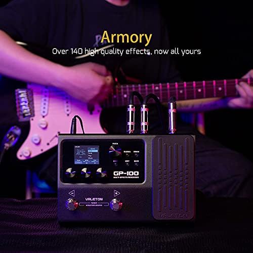 Pedal de Efectos de Guitarra VALETON Negro con 140 Efectos Integrados y 198 Presets para Hombre