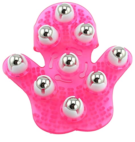 Kioer Deep Tissue Massage Roller Glove for Neck, Chest, Foot, Hamstrings, Thighs, and Full Body Care 9 360-degree-roller Metal Ball Beauty Care(Pink) (Pink)