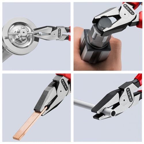 Knipex Alicate Universal para Trabajos Pesados Atramentado Recubiertos de Plástico, 200 mm