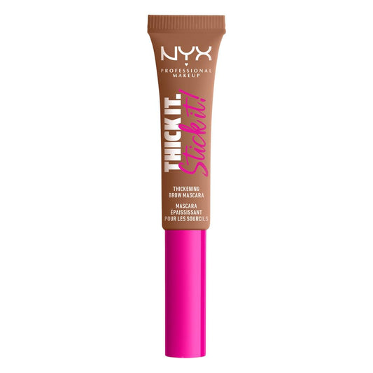 NYX Professional Makeup, Thick It Stick It! Gel de cejas con color, 7ml. Tono:Auburn. Mascara de cejas con microfibras que rellena, da volumen y fija las cejas hasta por 16 horas. Fórmula vegana.