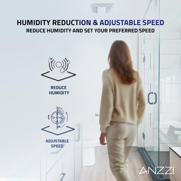 ANZZI - Ventilador de escape de 100 CFM, con luz LED y sensor de humedad, montaje en techo (blanco)