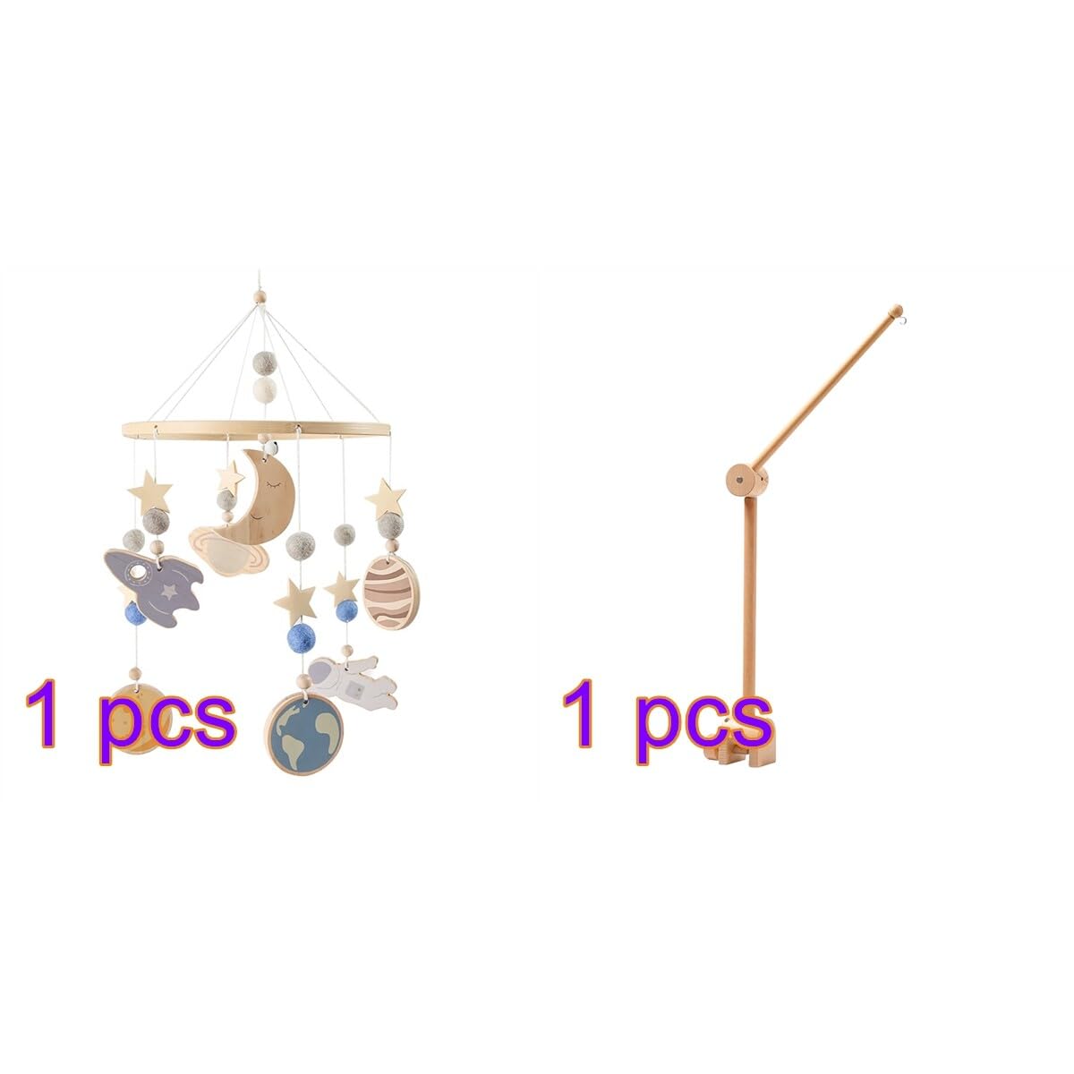 Lindo móvil para cuna con brazo móvil para cuna de bebé, soporte móvil para cuna de bebé, soporte móvil para cuna – Móvil neutro de género para decoración de guardería, accesorio móvil para cuna de bebé para decoración de guardería