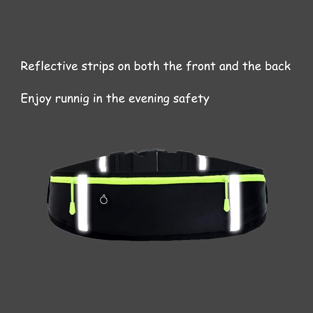 LonEasy Cinturón Reflectante para Correr, Bolso Impermeable de Cintura para Hombres y Mujeres con Conector para Auriculares - Ideal para Caminar, Ciclismo, Maratón