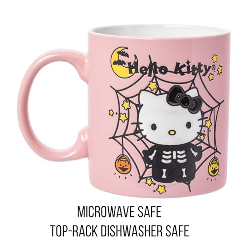 Taza de Cerámica Sanrio Hello Kitty Esqueleto Halloween Plateada