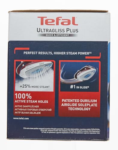 Plancha de Vapor Tefal Ultragliss Plus rojo blanco con Suela Resistente a Arañazos