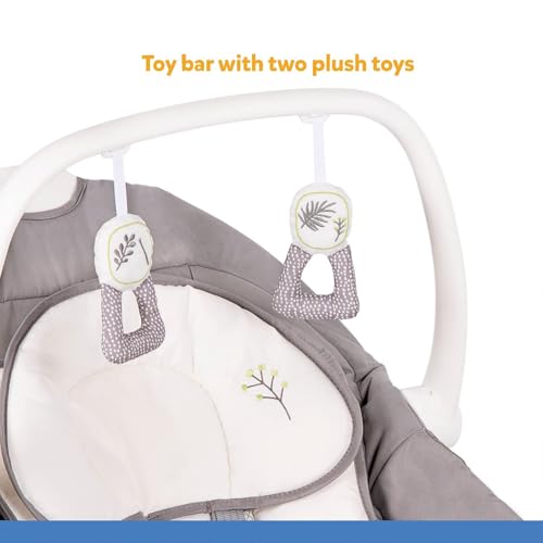 Joie Columpio Portatil para Bebe Sansa, Cuna Mecedora con Giro de 90°, Silla Mecedora Reclinable con 3 Posiciones y Vibracion Calmante, Bouncer Electrico para Bebe