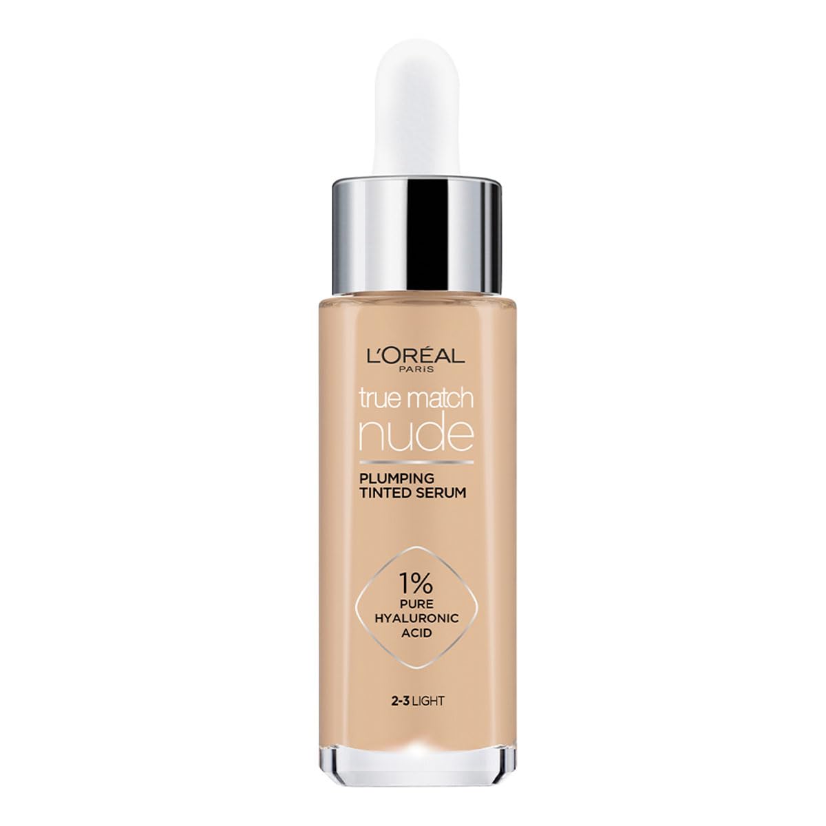 L'Oréal Paris sérum rellenador con color y ácido hialurónico True Match, Tono 2-3 Light, 30ml