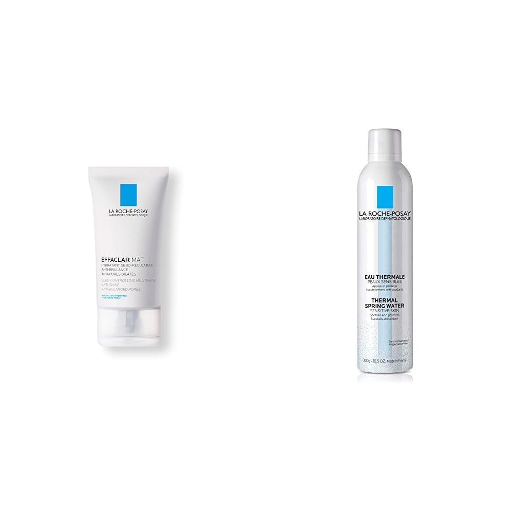 La Roche Posay Effaclar Mat Crema Facial Matificante para Piel Grasa - 1 x 40 ml + La Roche Posay Agua Termal para Piel Sensible, 300 ml