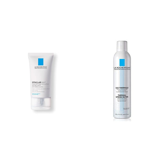 La Roche Posay Effaclar Mat Crema Facial Matificante para Piel Grasa - 1 x 40 ml + La Roche Posay Agua Termal para Piel Sensible, 300 ml