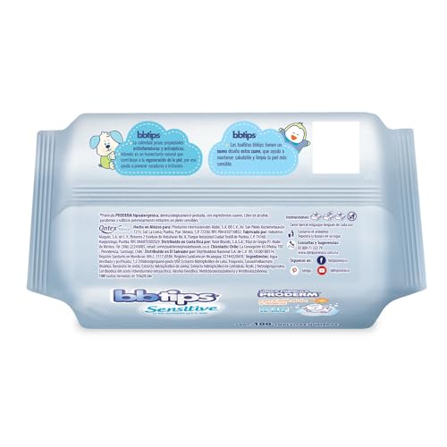BBtips Sensitive Toallitas Húmedas, Caja con 12 paquetes x 100 piezas, 1200 toallitas