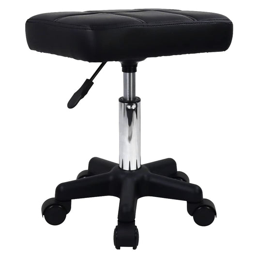 FURWOO - Taburete giratorio rectangular con ruedas, altura ajustable, para spa, salón de masaje, color negro