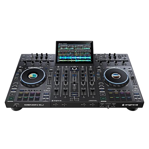 Denon DJ PRIME 4+ Controlador DJ Autónomo con Separación de Stems en 4 Decks, Streaming por WIFI, Mezclador, Pantalla Táctil 10.1", Control de Luces