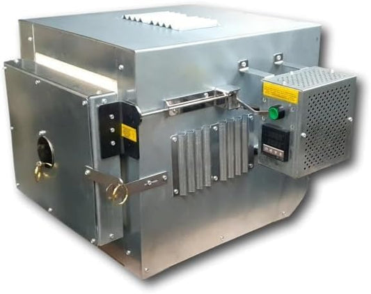 Horno de mufla eléctrico de 1100°C con cámara de 11,5 litros cúbicos y controlador de temperatura/tiempo fácil de usar