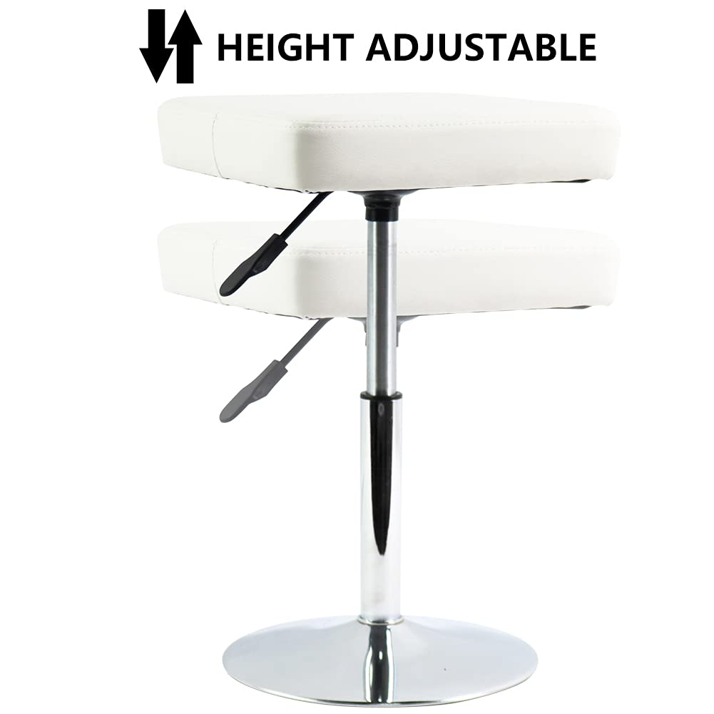 FURWOO - Taburete cuadrado blanco para salón, taburete de altura ajustable para cambiador, manicura, tienda, peluquería en casa, oficina, pequeño