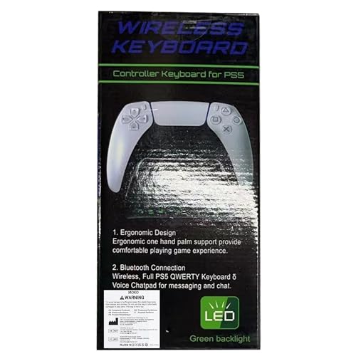 Teclado Retroiluminado Verde MoKo Negro para Controlador PS5 con Altavoz Incorporado y Conector de Audio 3.5mm