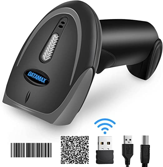 Gurkitsy Escáner de Código de Barras 1D 2D Inalámbrico, Handheld Lector de Códigos de Barras Láser con Receptor (Inalámbrico 2.4GHz + Cable USB) 2000mAh 573979
